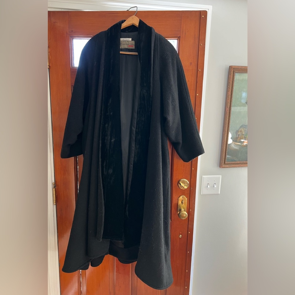 Vintage Canadian Jean Claude Poitras Wool Black  Velvet Coat~XL